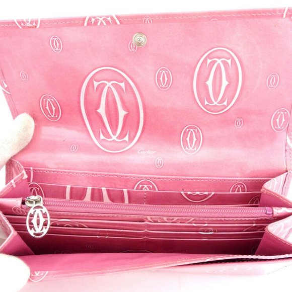 Cartier Purse Happy Birthday pink enamel leather Auth used T17526 - Picture 2 of 9